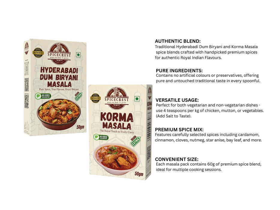 Hyderabadi Dum Biryani Masala & Korma Masala Combo Pack 60gm Each